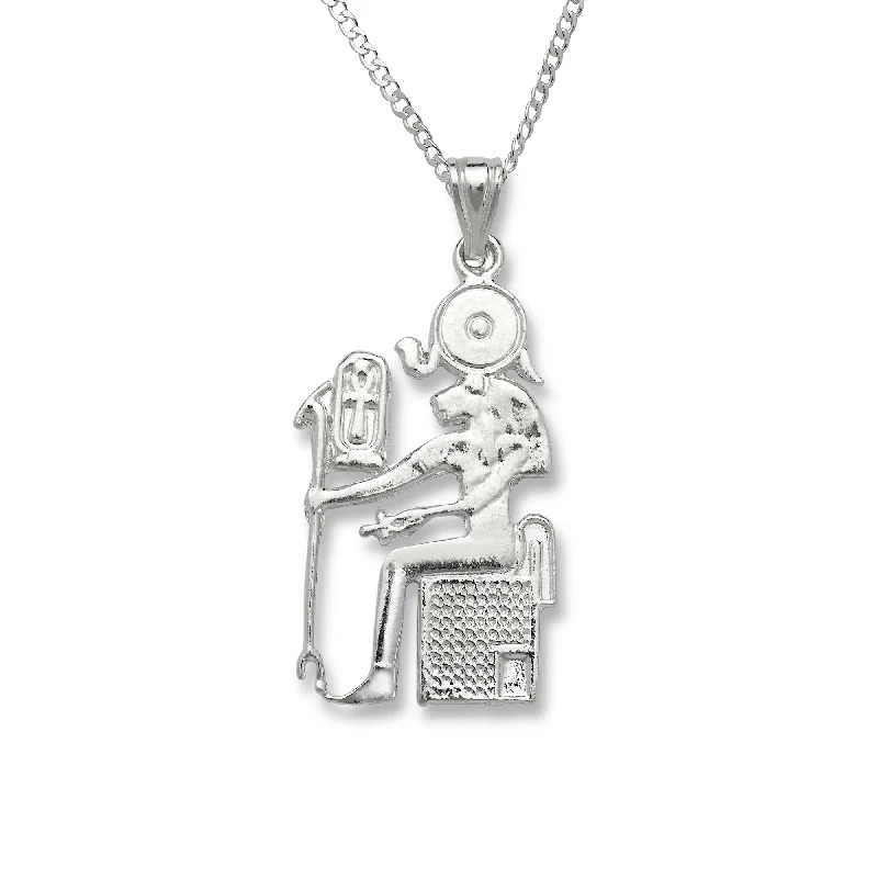 Luxury Diamond Necklace-Horus Egyptian God .925 Sterling Silver Pendant Necklace