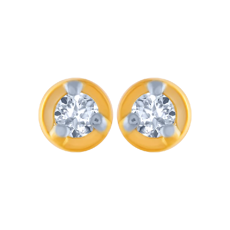 Elegant Hoop Earrings-14KT (585) Yellow Gold And Diamond Stud Earrings For Women