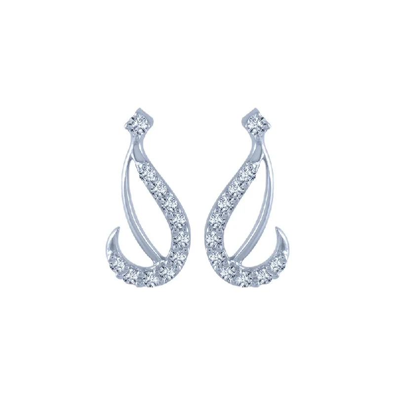 Bohemian Style Earrings-14k (585) White Gold And Diamond Stud Earrings For Women