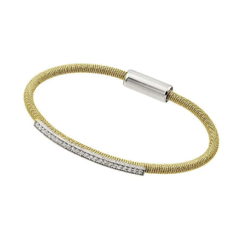 Fashion Bracelet for Men-Clearance-Silver 925 Rhodium and Gold Plated Clear CZ Italian Bracelet - ITB00166GP