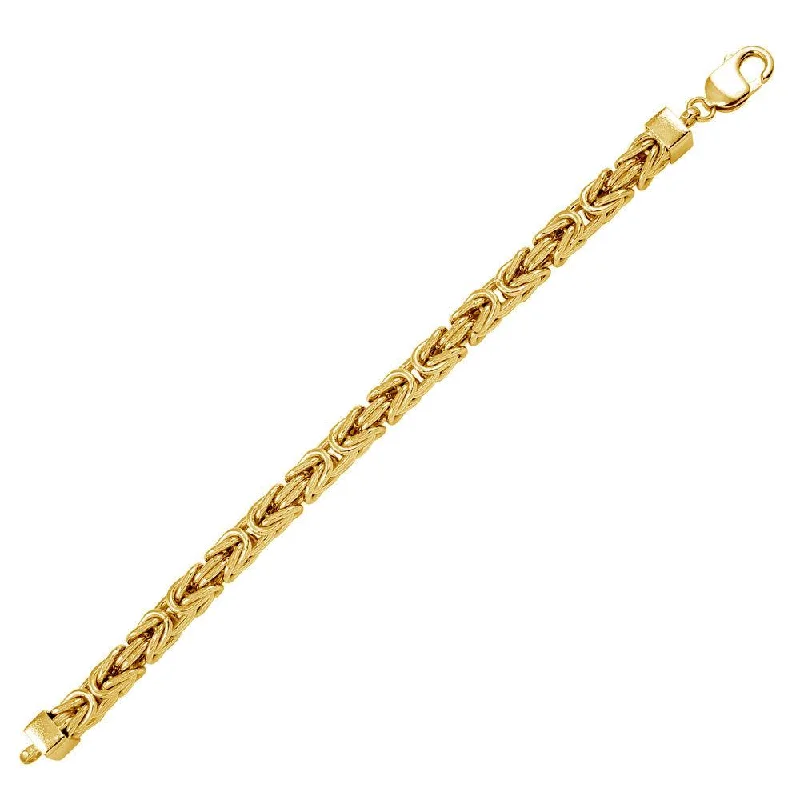 Minimalist Gold Bracelet-Gold Plated 925 Sterling Silver Byzantine Bracelet 7.0mm - CH436 GP BR