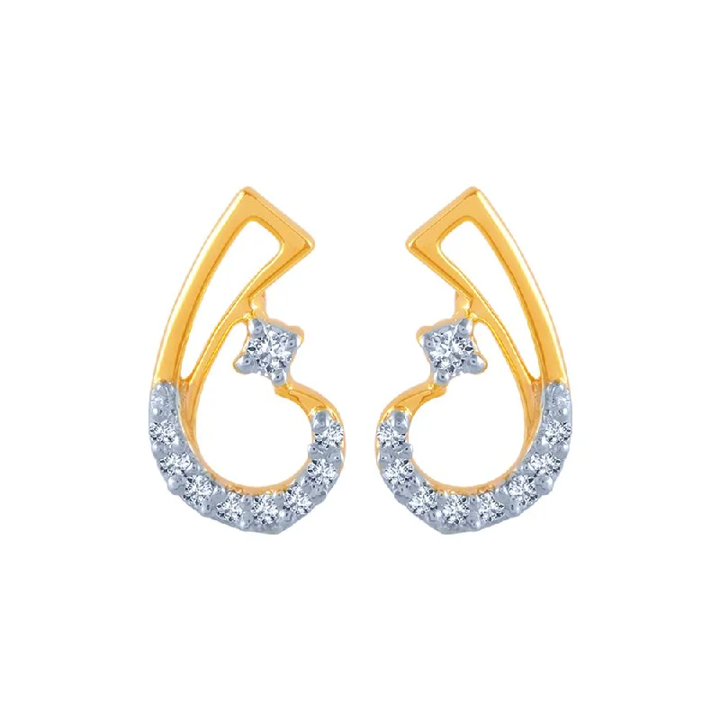 Statement Earrings for Evening-14k (585) Yellow Gold And Diamond Stud Earrings For Women