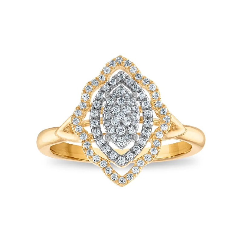 Luxury Wedding Ring-1/3 CTW Diamond Halo Fashion Ring in 10KT Yellow Gold