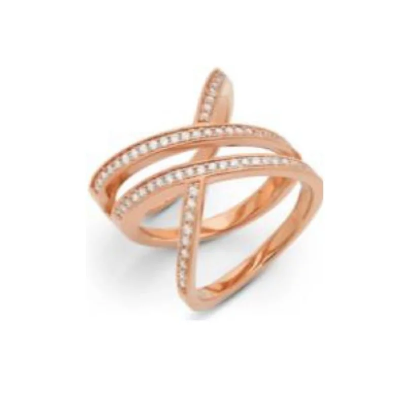 Men's Wedding Ring-Crislu 18KT Rose Gold Plated Sterling Silver and Cubic Zirconia Ring. Size 7