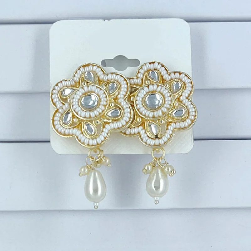 Sterling Silver Drop Earrings-Corbeda Fashion Gold Plated Dangler Earrings