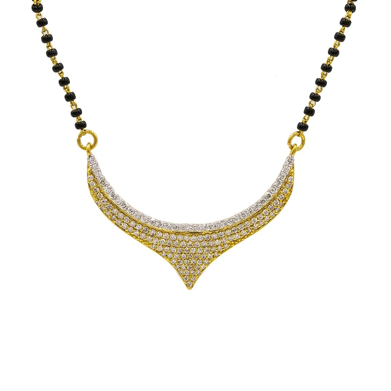 Long Silver Necklace-18K Yellow Gold Diamond Mangalsutra Necklace W/ 1.38ct VS-SI Diamonds