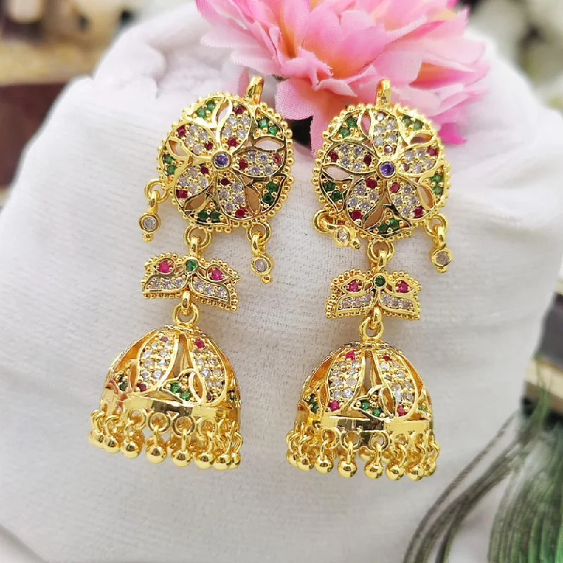 Natural Stone Earrings-Fancyla Gold Plated Austrian Stone Jhumki Earrings