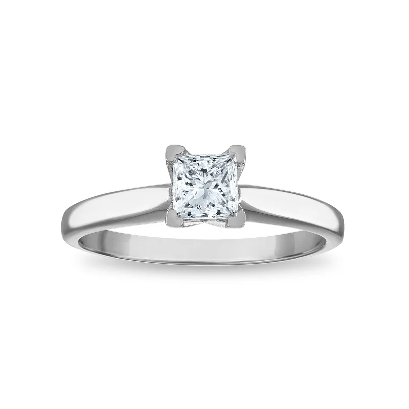 Women’s Designer Engagement Ring-Signature Certificate EcoLove 1/2 CTW Princess Cut Lab Grown Diamond Solitaire Engagement Ring in 14KT White Gold