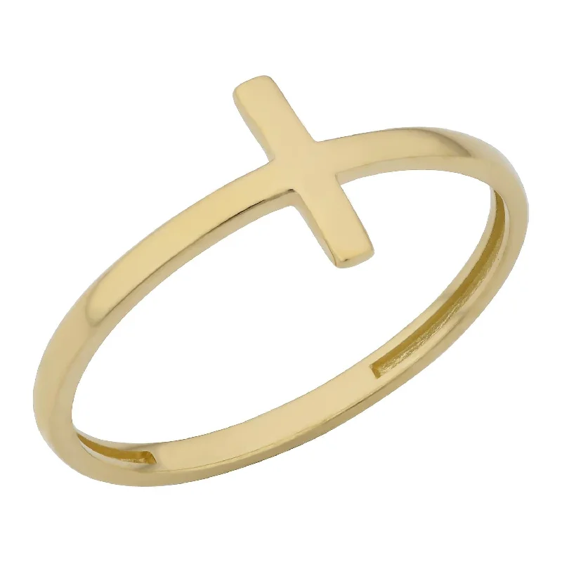 Chunky Gold Ring-10KT Yellow Gold Fashion Cross Ring