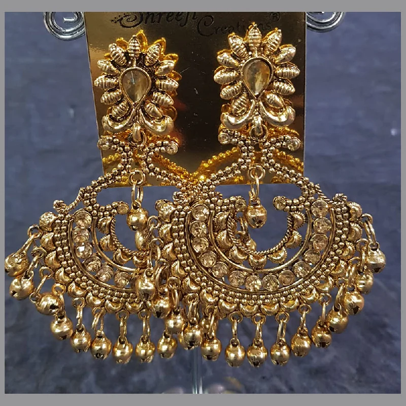 Abstract Earrings-Shreeji Gold Plated Crystal Stone Dangler Earrings