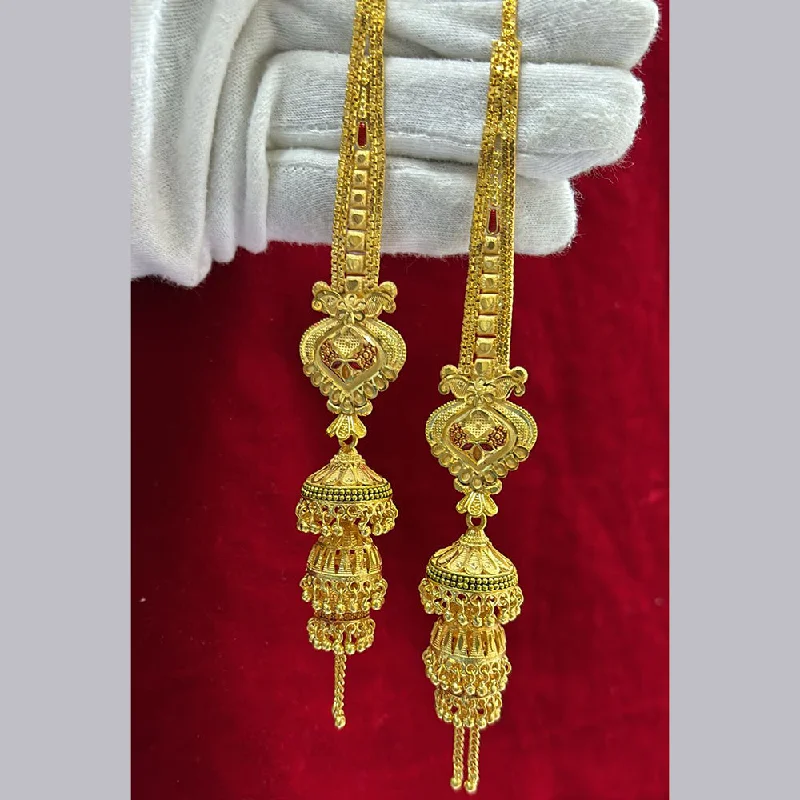 Gemstone Drop Earrings-Pari Art Jewellery Gold Forming Jhumki Earrings