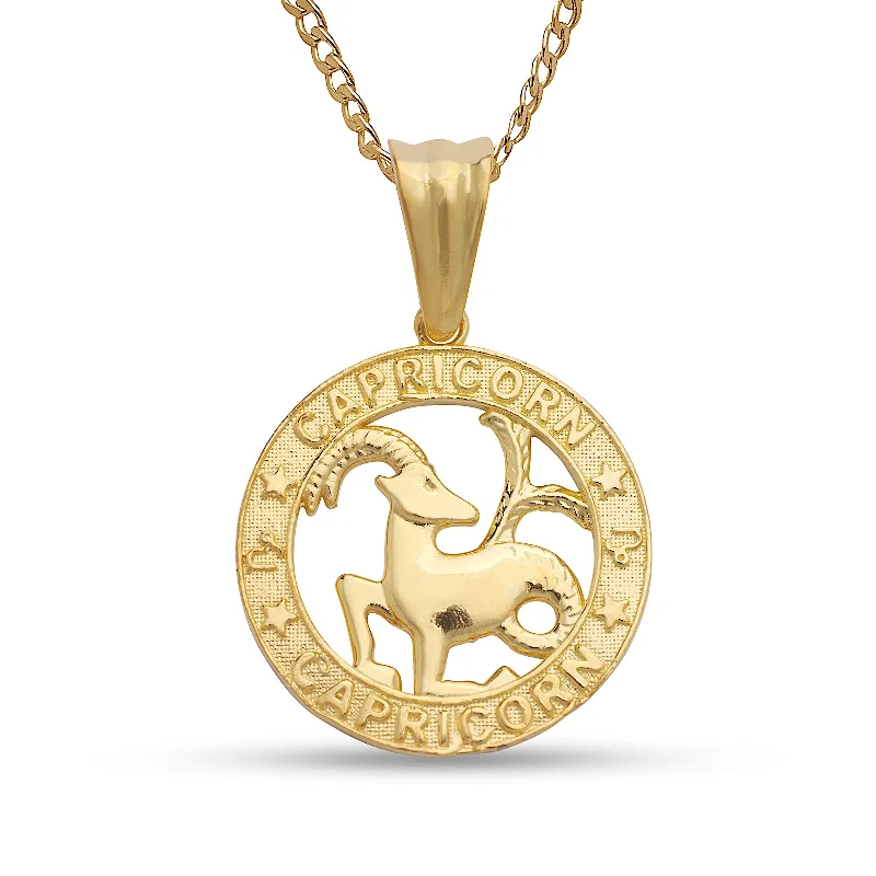 Silver Drop Necklace-Better Jewelry 14k Yellow Gold Zodiac Sign Necklace w. Cuban Chain (Made in USA)