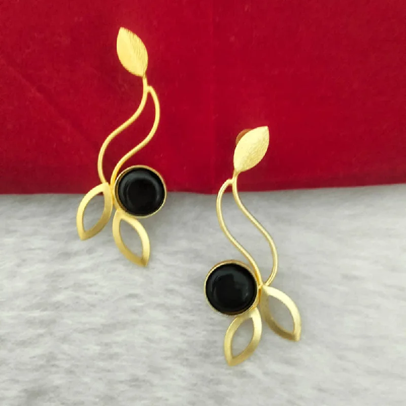 Gold Earrings with Gemstones-Marudhar Creations Gold Plated Matte Finish  Dangler Earrings