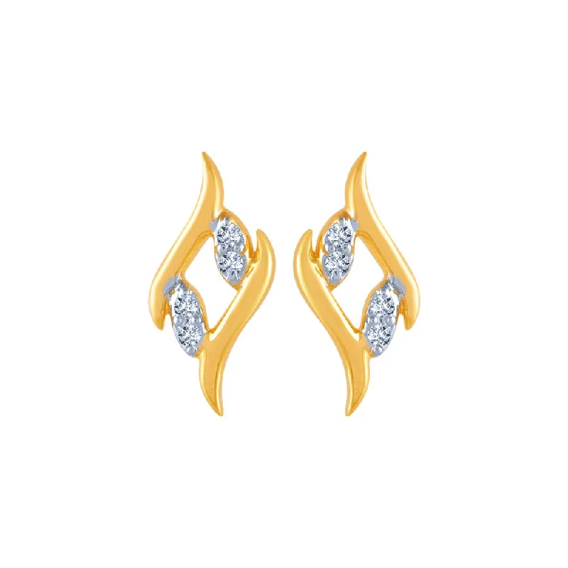 Beaded Dangle Earrings-14k (585) Yellow Gold And Diamond Stud Earrings For Women