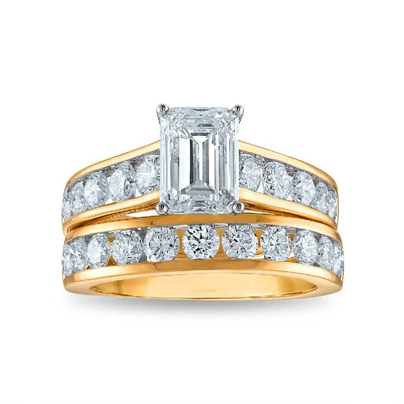 Silver Ring for Men-Signature EcoLove Diamond Dreams 4 CTW Lab Grown Diamond Bridal Set in 14KT Yellow Gold