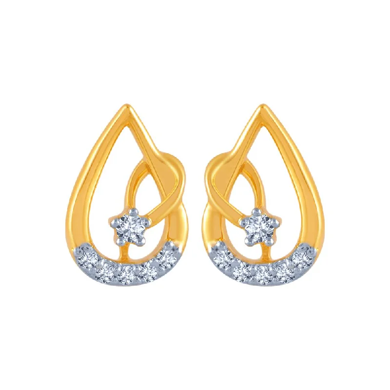 Bridal Earrings with Diamonds-14k (585) Yellow Gold And Diamond Stud Earrings For Women