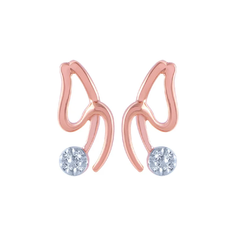 Gold Chain Earrings-14k (585) Rose Gold And Diamond Stud Earrings For Women