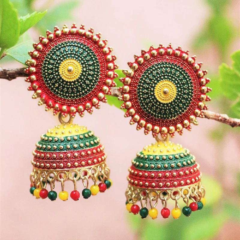 Stud Earrings with Stones-H K Fashion Gold Plated Jhumki Earrings