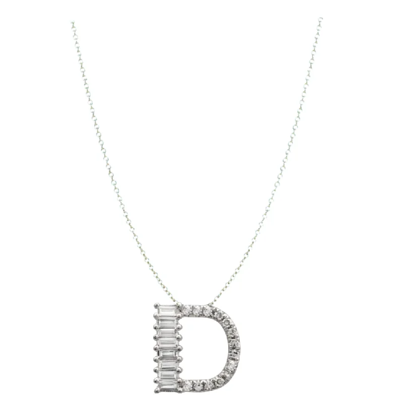 Stylish Long Necklace-Baguette & Pave Initial Necklace