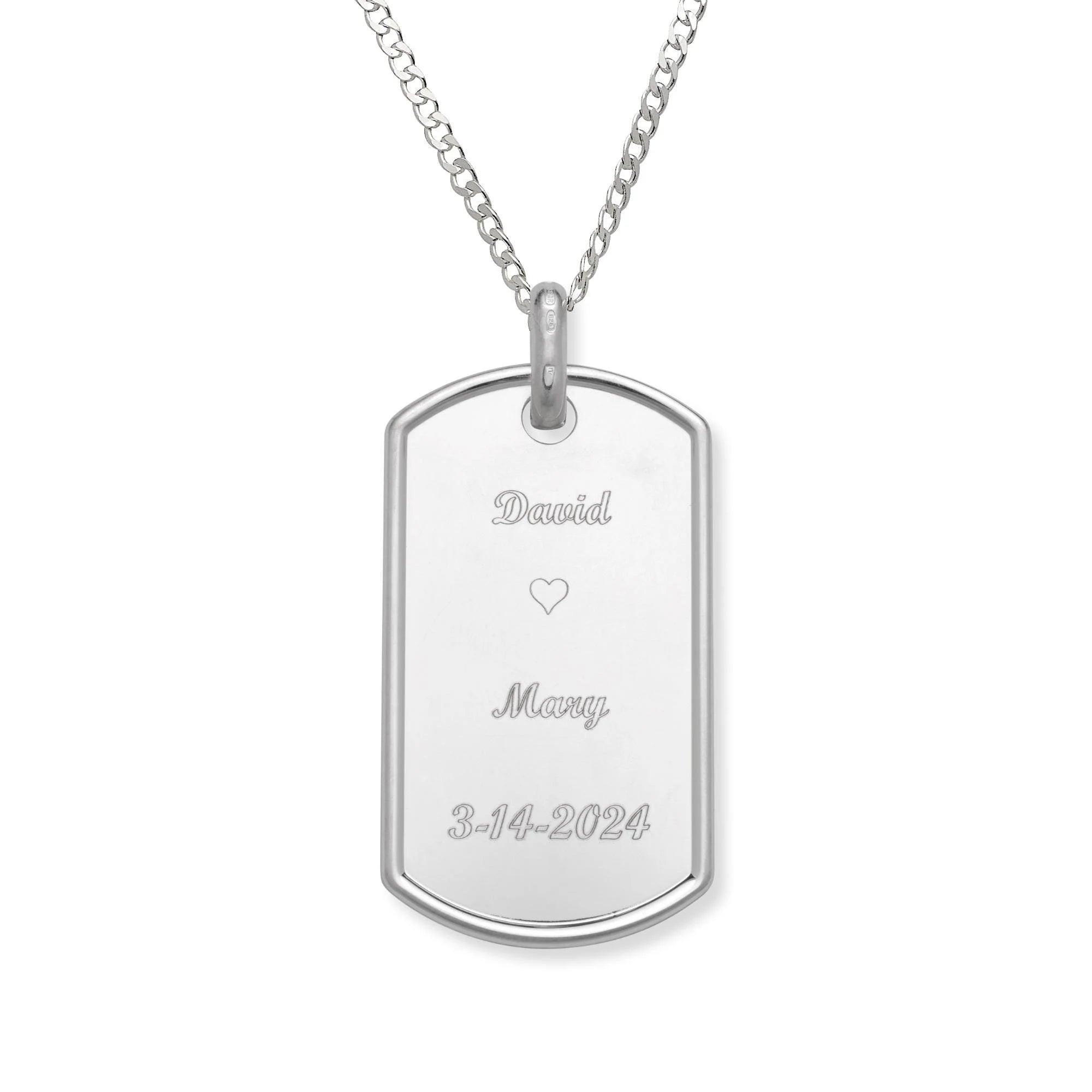 Boho Style Necklace-Dog Tag .925 Sterling Silver Customized Pendant Necklace, Large size