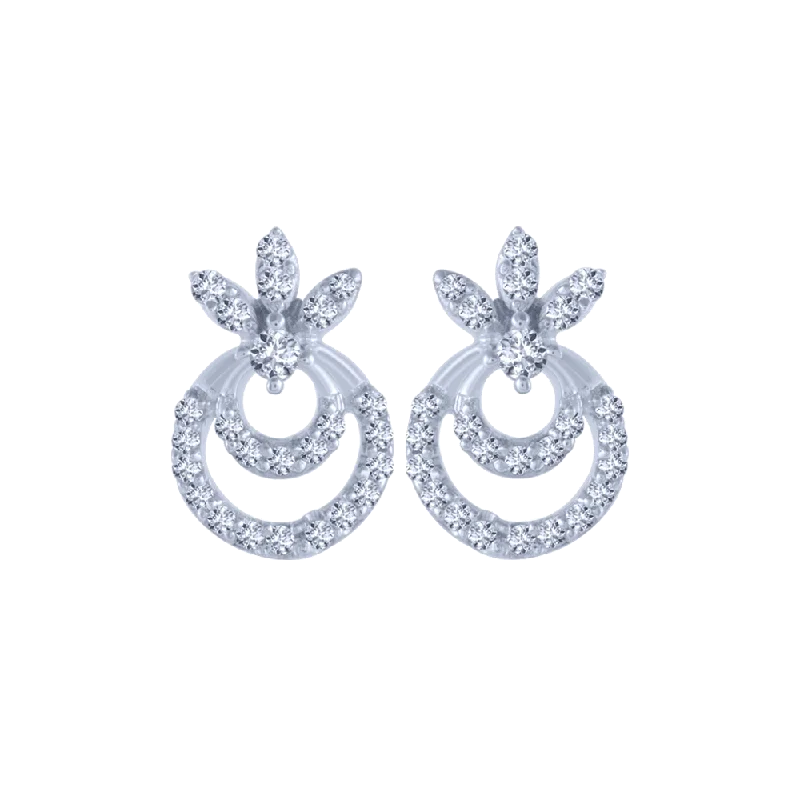 Unique Earrings for Party-14KT (585) White Gold And Diamond Stud Earrings For Women