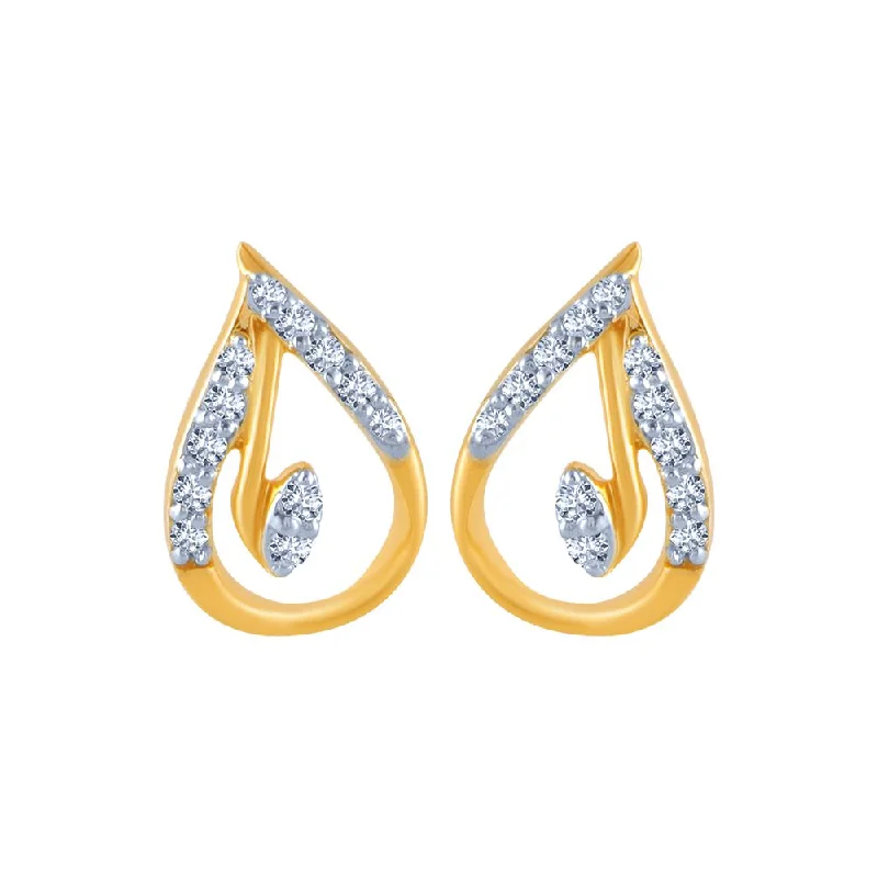 Small Dangle Earrings-14k (585) Yellow Gold And Diamond Stud Earrings For Women