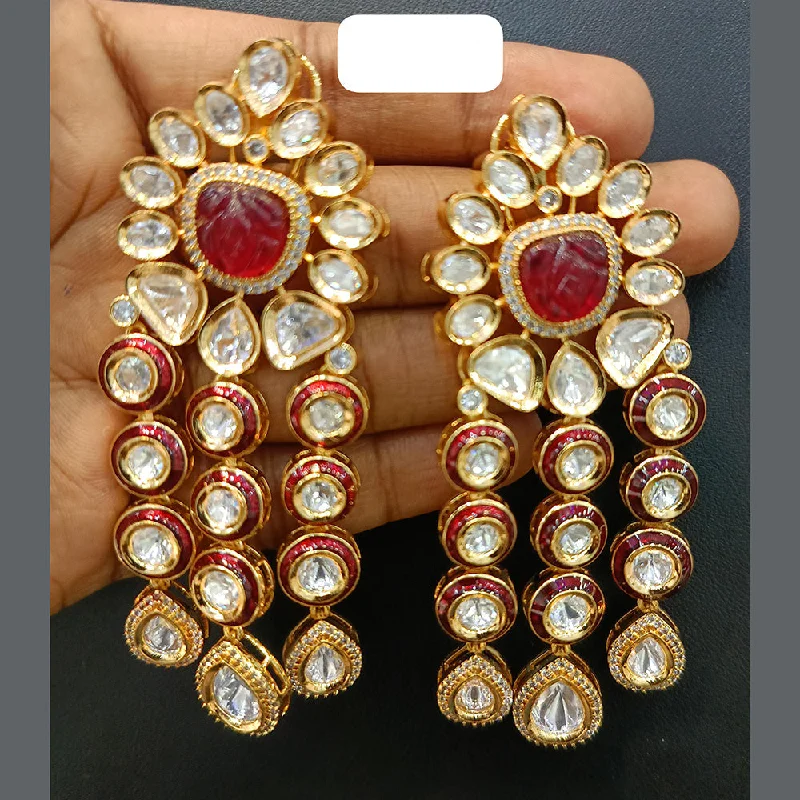 Casual Stud Earrings-Jain Jewellers Gold Plated Polki Kundan Dangler Earrings