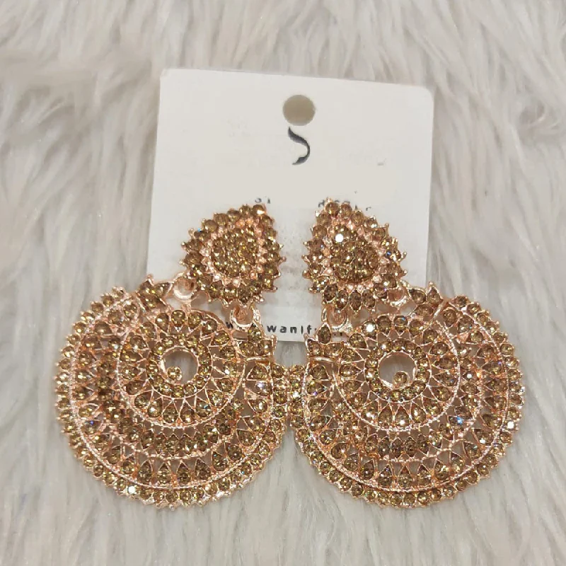 Chunky Hoop Earrings-Dhwani Rose Gold Plated Austrian Stone Dangler Earrings