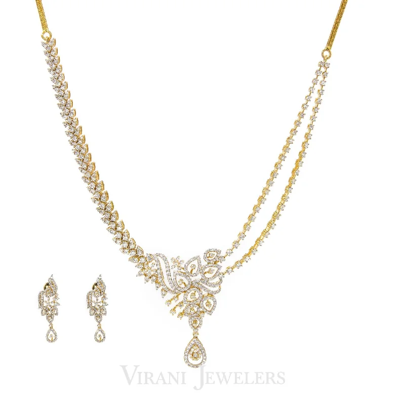 Chunky Chain Necklace-7.03CT Statement Diamond Necklace and Earrings set in 18K Yellow Gold