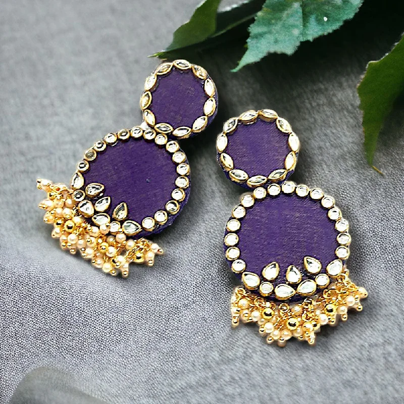 Stud Earrings for Women-Bajana Lifestyle Women's Handmade Purple Fabric Earrings