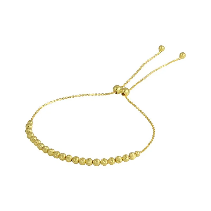 Gold Bead Bracelet-Gold Plated 925 Sterling Silver DC Beaded Lariat Bracelet - DIB00024GP