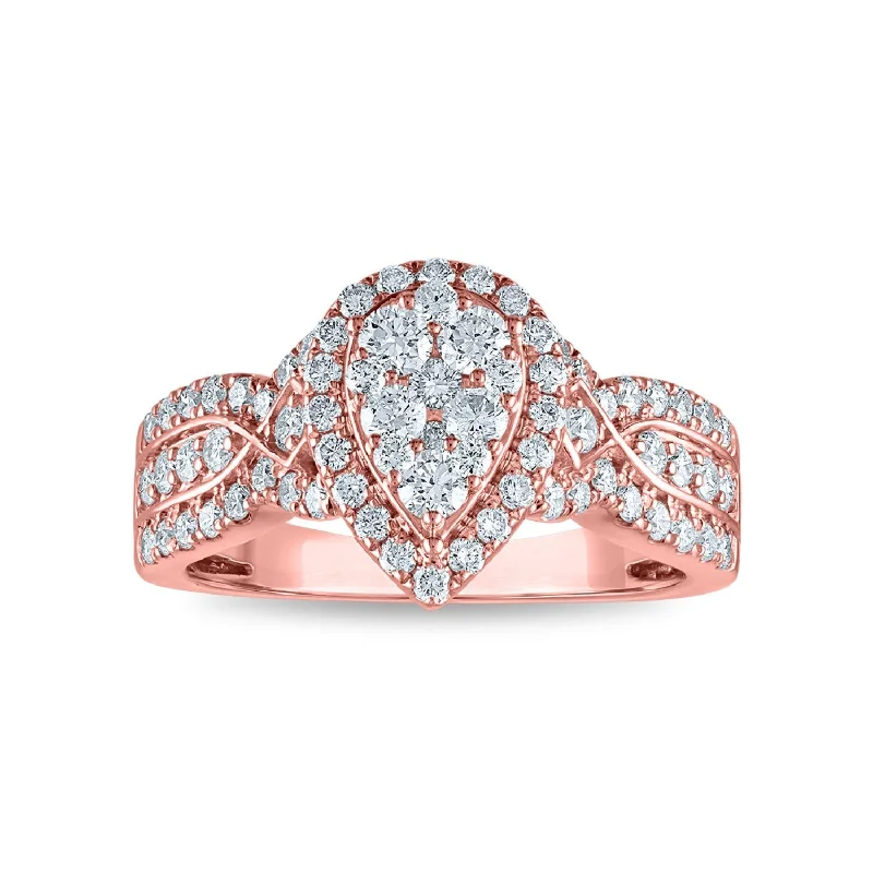 Engagement Ring with Side Stones-EcoLove 1 CTW Lab Grown Diamond Engagement Ring in 10KT Rose Gold