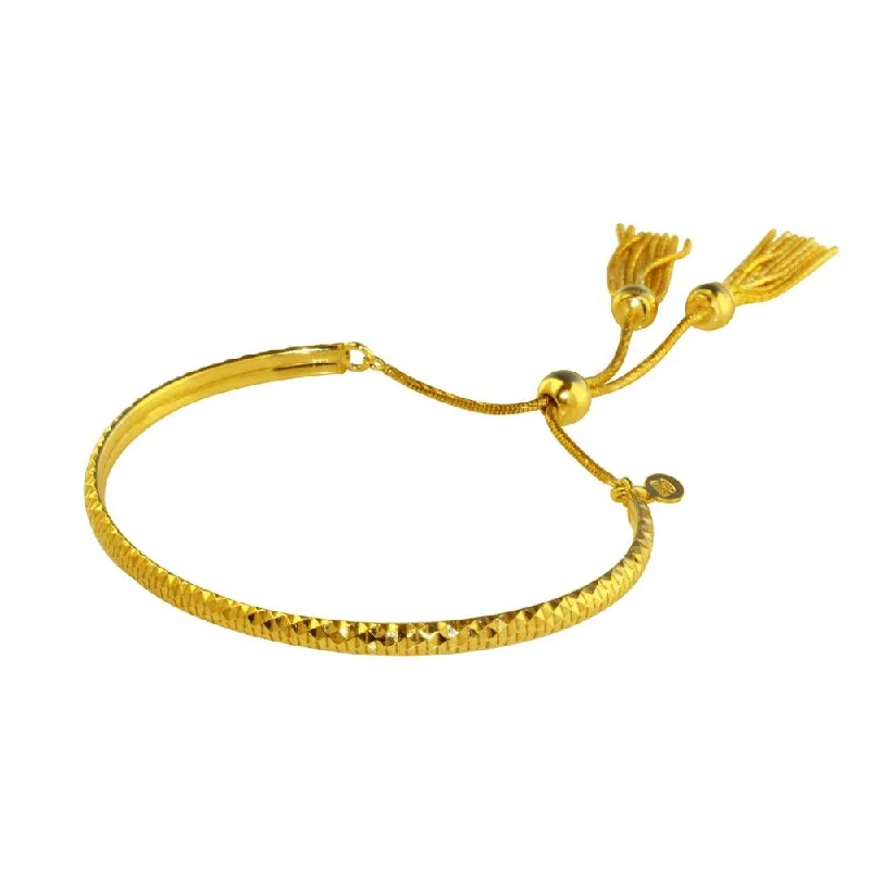 Designer Gold Bracelet-Gold Plated 925 Sterling Silver DC Cuff Lariat Bracelet with Dangling Tassel - ITB00213GP