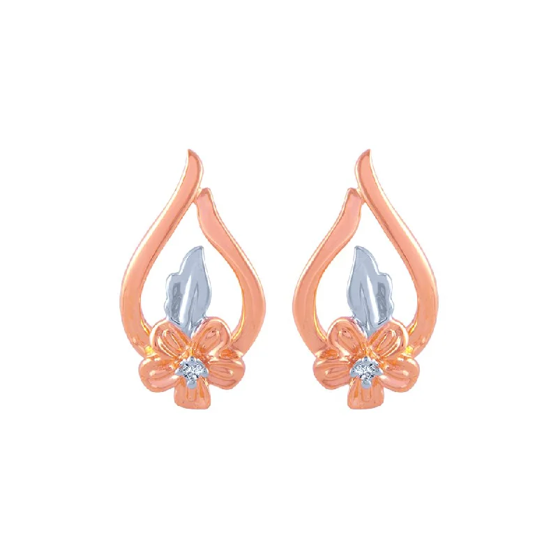 Small Dangle Earrings-14k (585) Rose Gold And Diamond Stud Earrings For Women