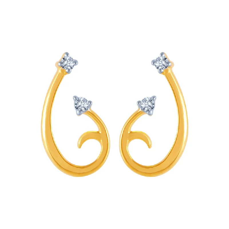 Creative Hoop Earrings-14k (585) Yellow Gold And Diamond Stud Earrings For Women