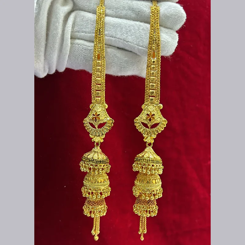 Contemporary Hoop Earrings-Pari Art Jewellery Gold Forming Jhumki Earrings