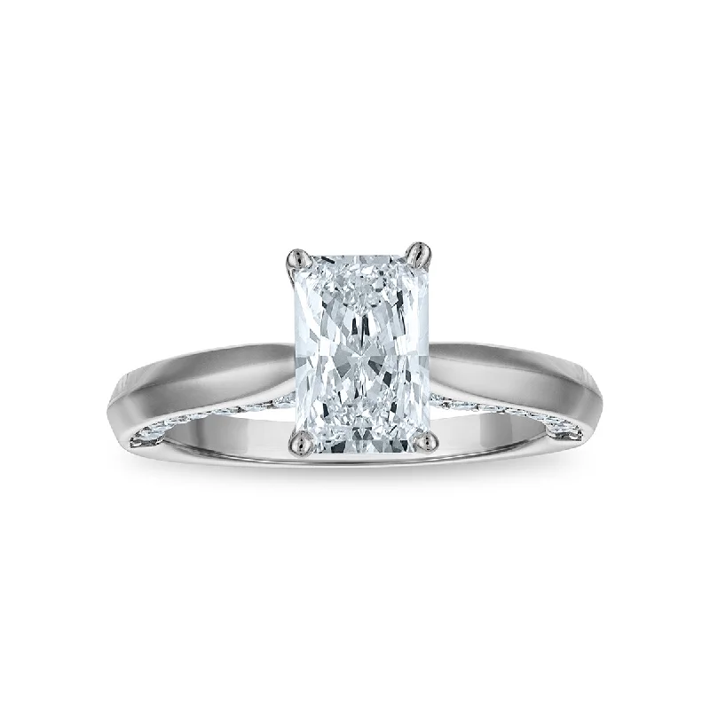 Personalized Ring with Initials-Signature EcoLove 2 CTW Lab Grown Diamond Engagement Ring in 14KT White Gold