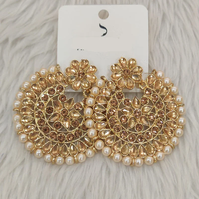 Modern Silver Earrings-Dhwani Gold Plated Crystal Stone Dangler Earrings