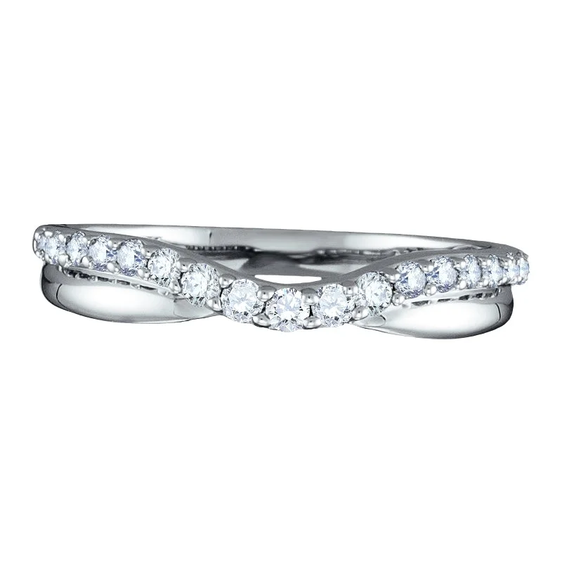 Simple Gold Wedding Ring-1/2 CTW Diamond Ring in 14KT White Gold