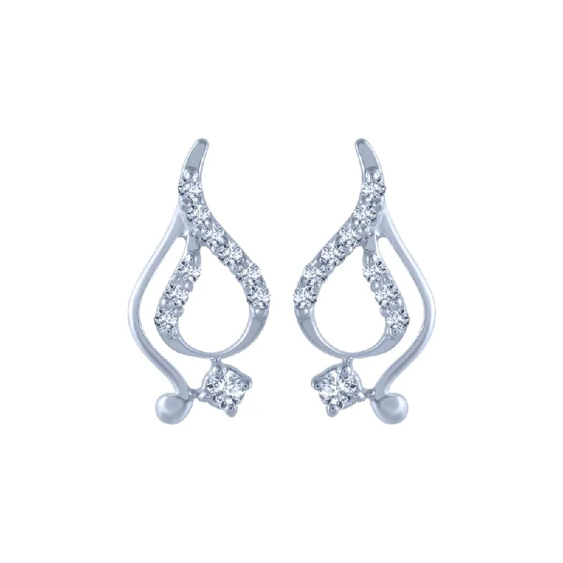 Gold Plated Earrings-14k (585) White Gold And Diamond Stud Earrings For Women