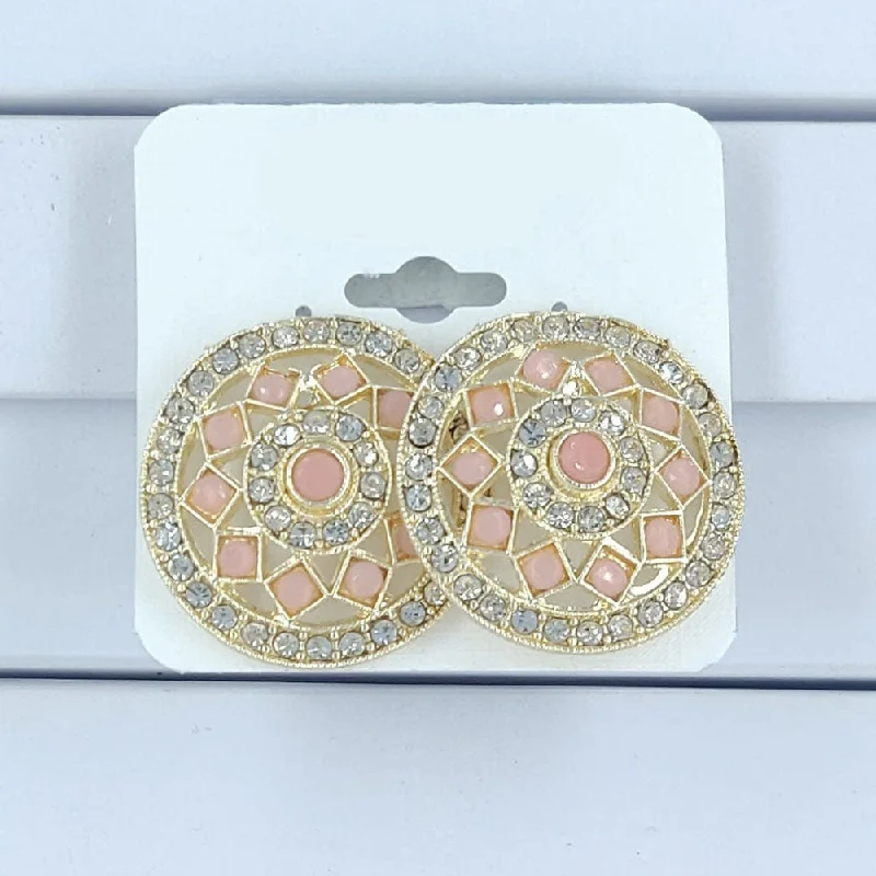 Sweetheart Earrings-Corbeda Fashion Gold Plated Stud Earrings