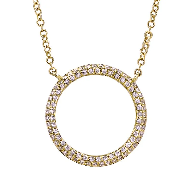 Simple Silver Pendant Necklace-14k Yellow Gold Eternal Circle Diamond Necklace