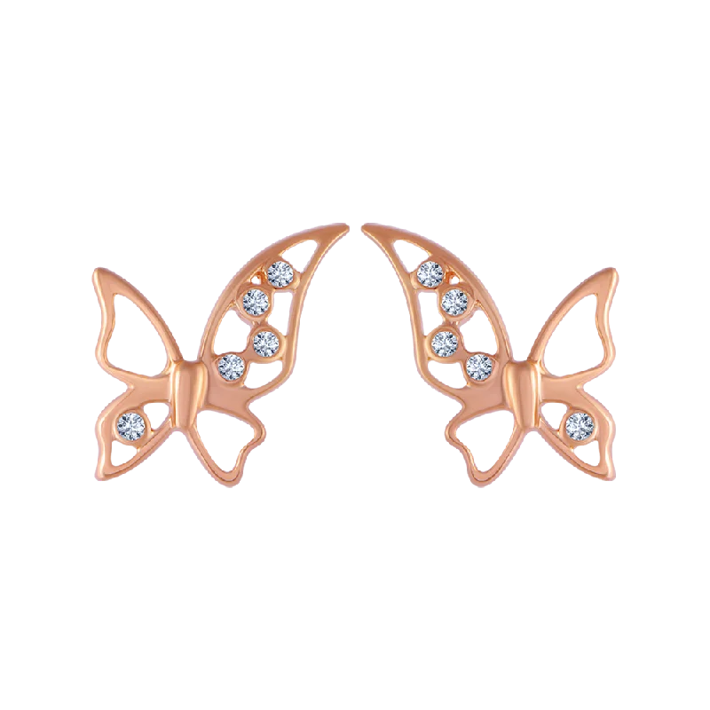 Geometric Earrings for Women-14KT (585) Rose Gold And Diamond Stud Earrings For Women