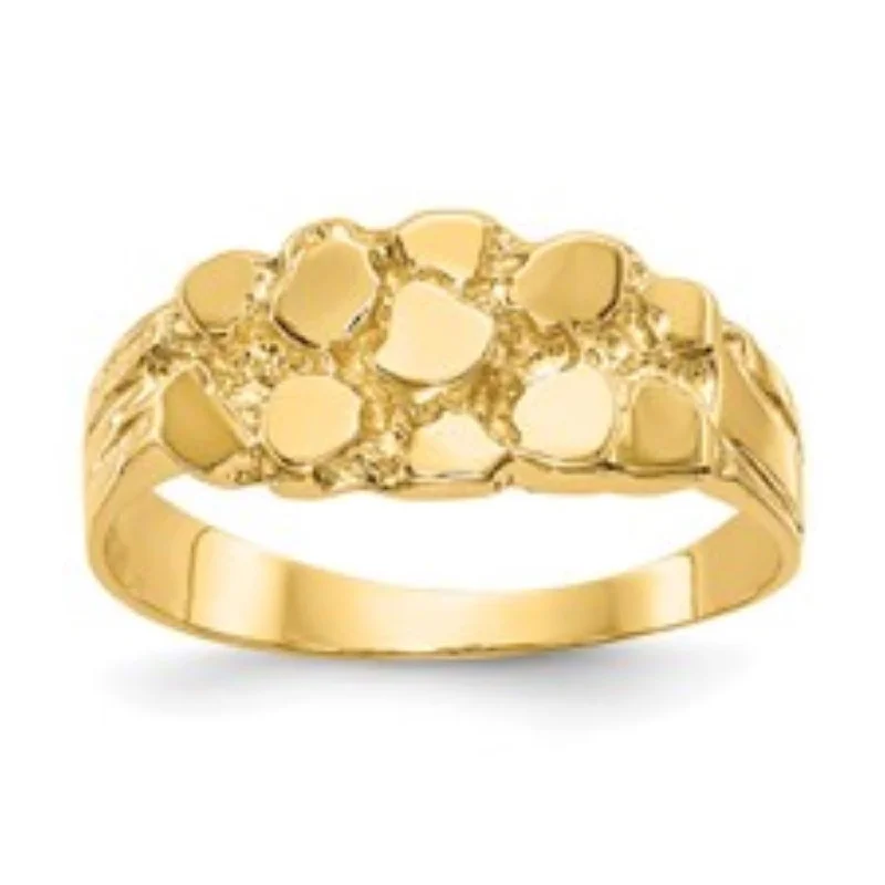 Gold Ring with Diamonds-10KT Yellow Gold 8.3MM Nugget Ring