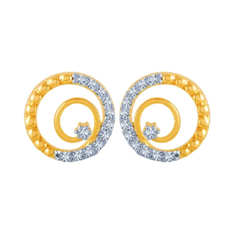 Luxe Pearl Earrings-14k (585) Yellow Gold And Diamond Stud Earrings For Women