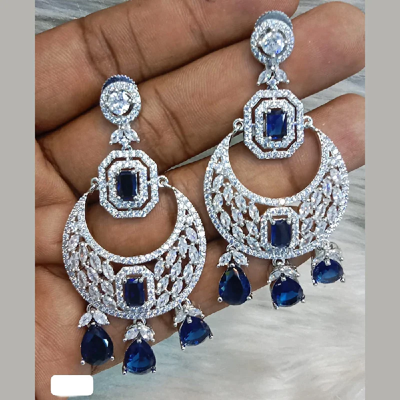 Abstract Hoop Earrings-Jain Jewellers Silver Plated AD Dangler Earrings