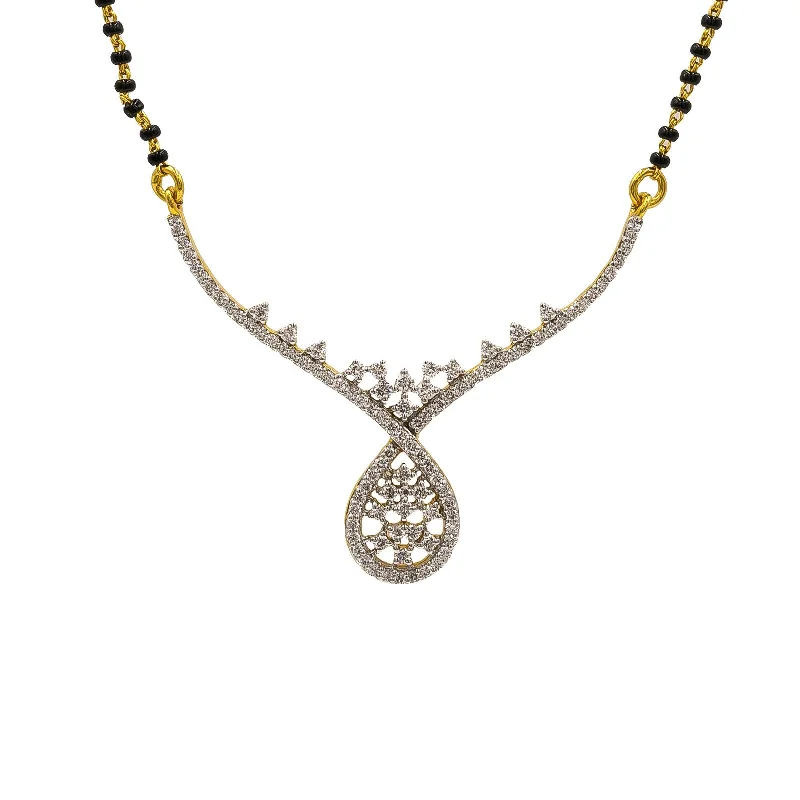 Heart Pendant Necklace for Women-18K Yellow Gold Diamond Mangalsutra Necklace W/ 0.63ct VS-SI Diamonds