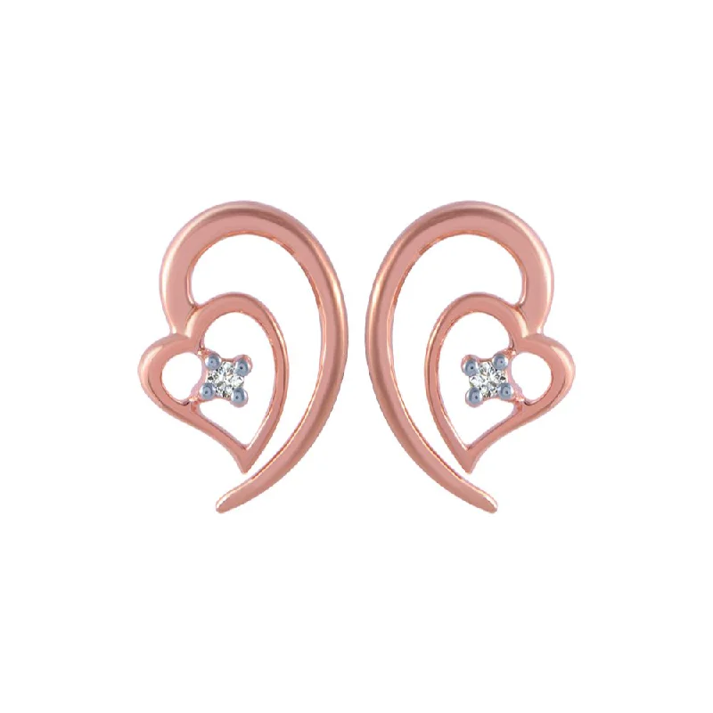 Elegant Diamond Earrings-14k (585) Rose Gold And Diamond Stud Earrings For Women