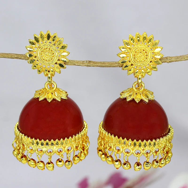 Elegant Crystal Earrings-Mahavir Gold Plated Jhumki Earrings