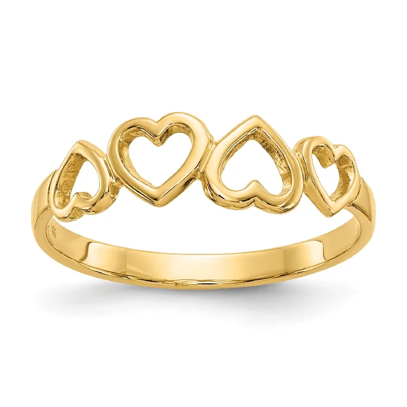 Silver Ring for Men-14KT Yellow Gold Heart Ring; Size 6